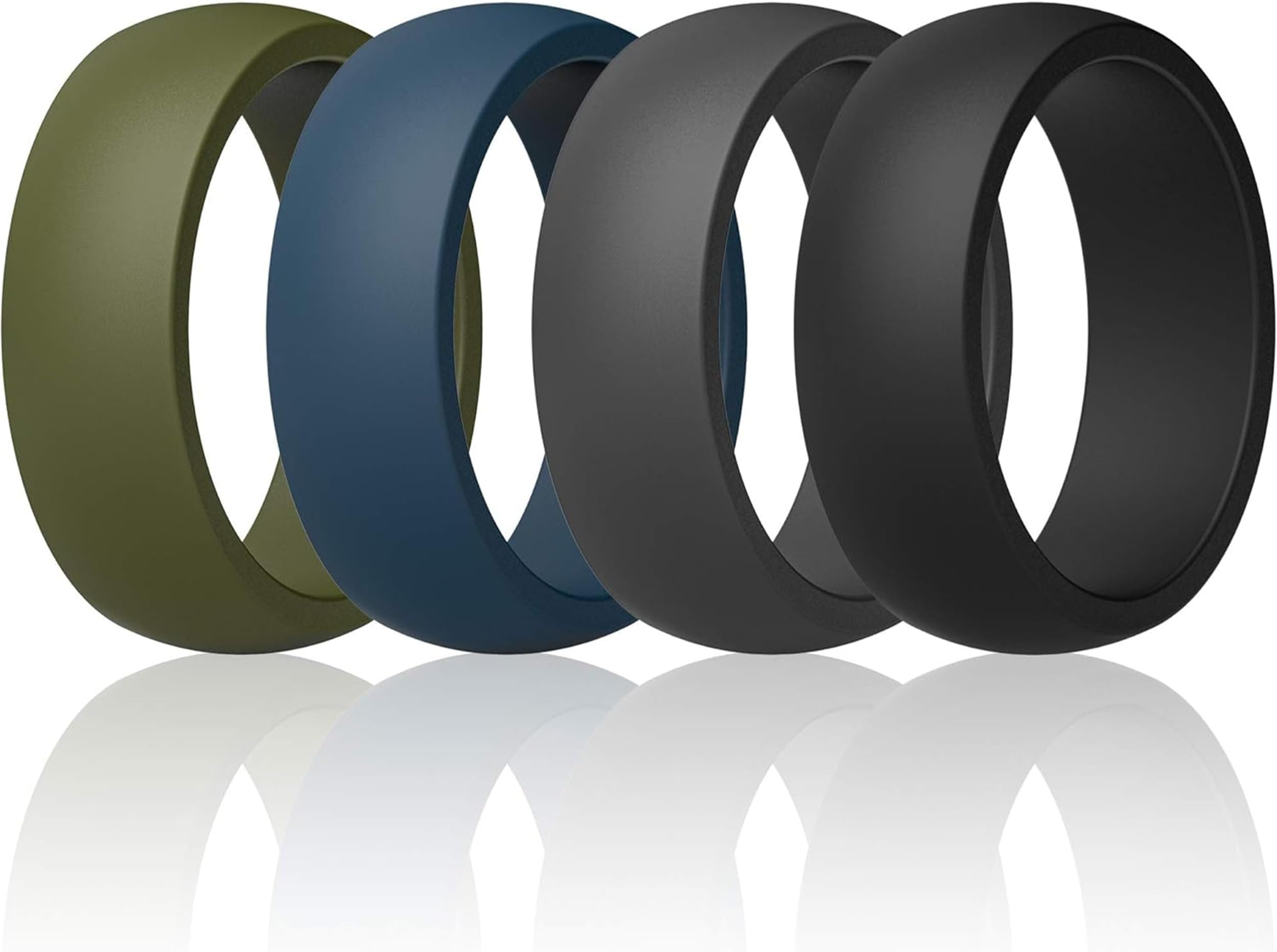 Mens Silicone Rings Wedding Bands Classic & Middle Line 8.7mm Wide 2mm Thick - 1/4/7 Variety Multipack
