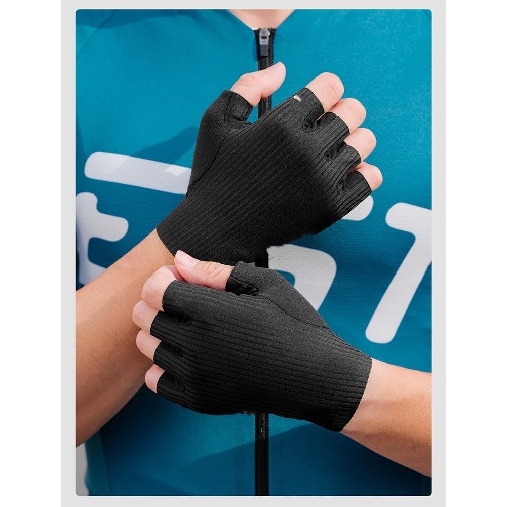ReachMall Guantes de ciclismo impresos en 3D, medio dedo, de gel, acolchados, a prueba de golpes, malla transpirable para bicicleta de montaña y deportes de carretera