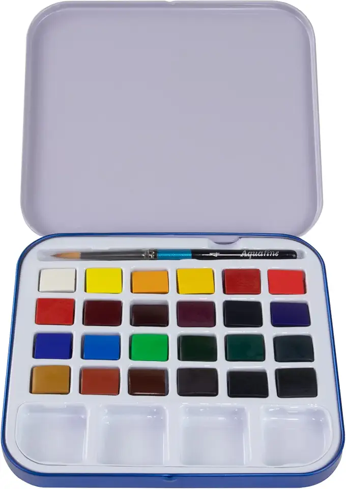 DALER ROWNEY Estojo Metálico Aquarela Aquafine Pastilhas 24 cores