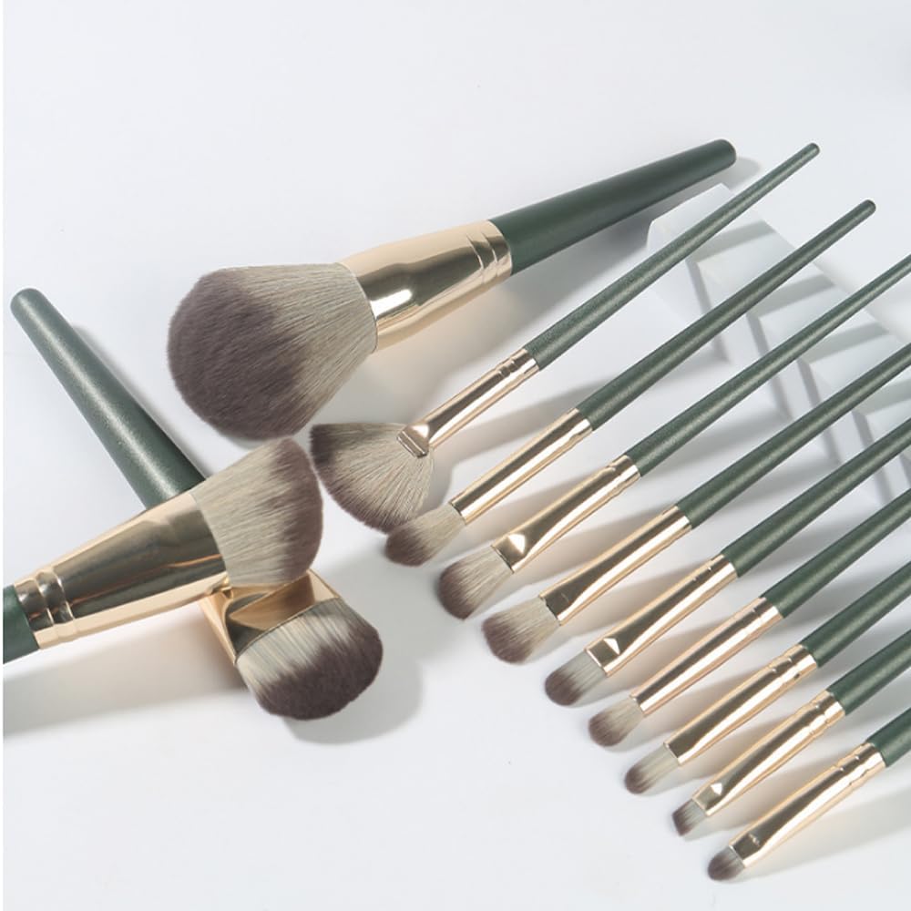 Juego de 14 brochas de maquillaje con cubo de almacenamiento, brochas suaves para cara y ojos