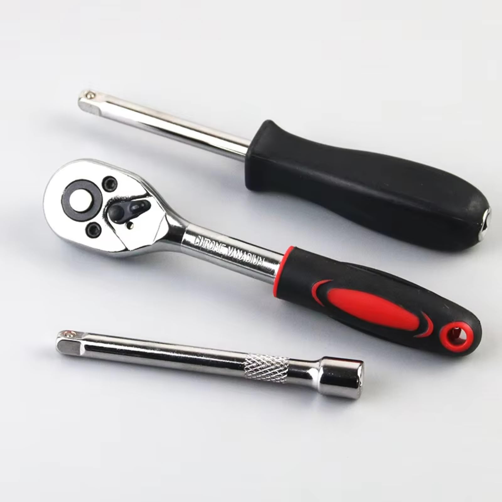 Kit d'outillage mécanique Kit De Clés À Cliquet À Douille D'entraînement De 1/4 Pouces Avec Kit Douilles De Perceuse Tige Métrique Et D'extension Pour L'entretien La Voiture 46 Pièces