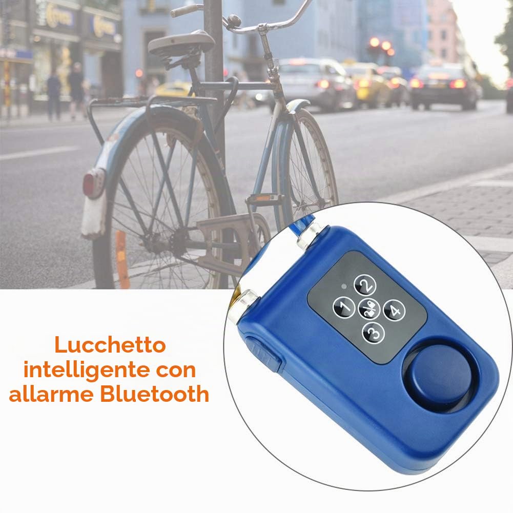 Lucchetto a chiave Bluetooth intelligente senza chiave con allarme 110db con serratura a catena antifurto impermeabile IP44 per moto/cancello/cancelli/biciclette