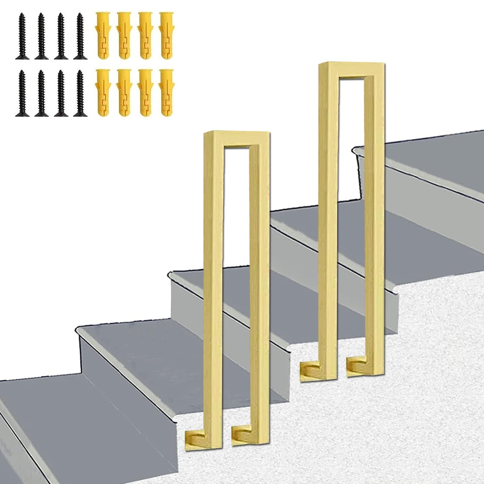 Handläufe für Außenstufen – Außentreppengeländer, stabiles Verandageländer, an der Wand montierte Übergangshandläufe für Gartendeckgeländer, U-förmiger Haltegriff für Treppen ( Size : 45cm(1.5ft) )
