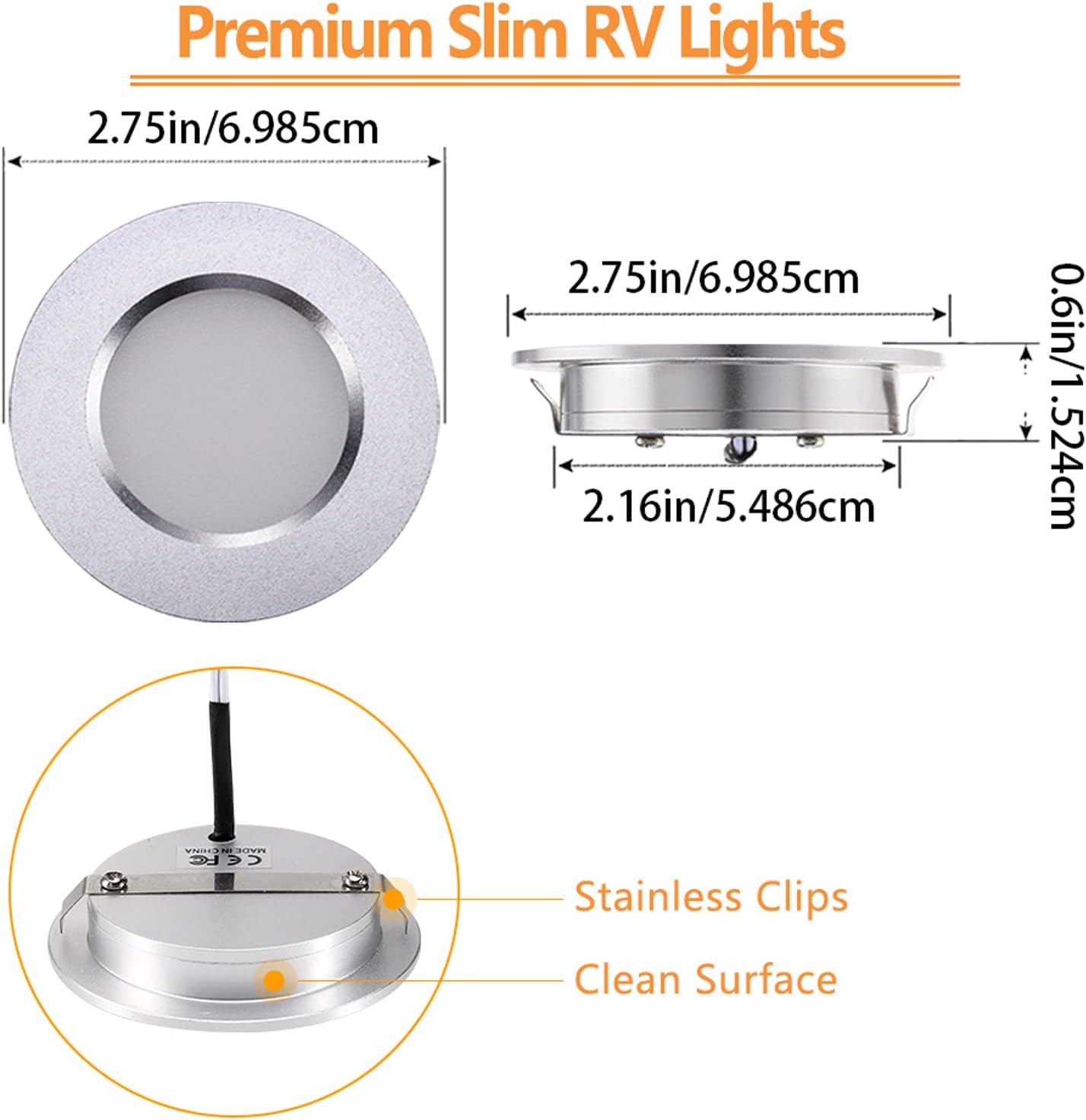 B-right LED RV Lights Interior 12V Recessed LED Light Dimmable Camper Ceiling Lights Waterproof RV Puck Lights Aluminum for Trailer Van Boat Lighting 8 Pack 4000K : Automotive