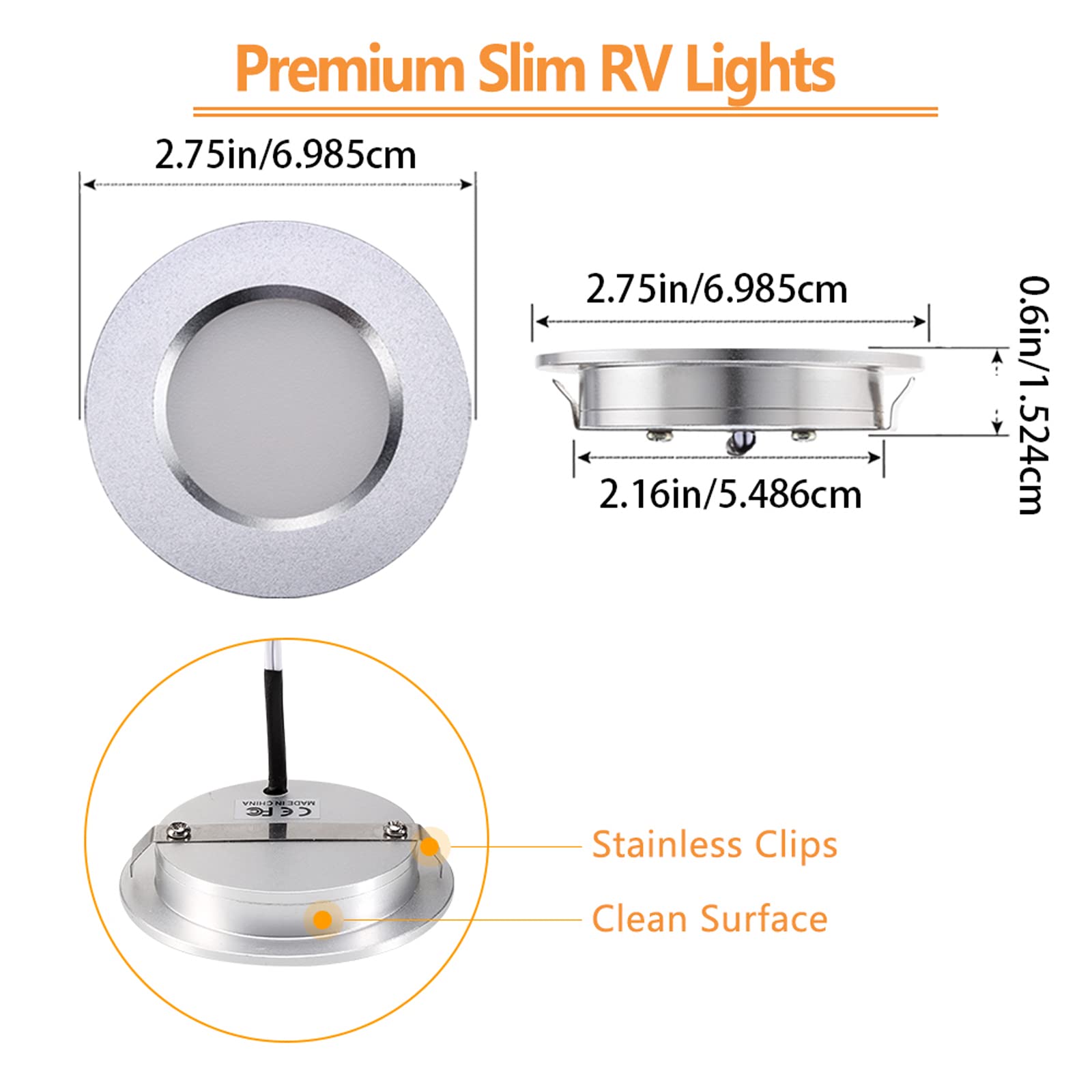 Buy Bright LED RV Lights Interior 12V Recessed LED Light Dimmable