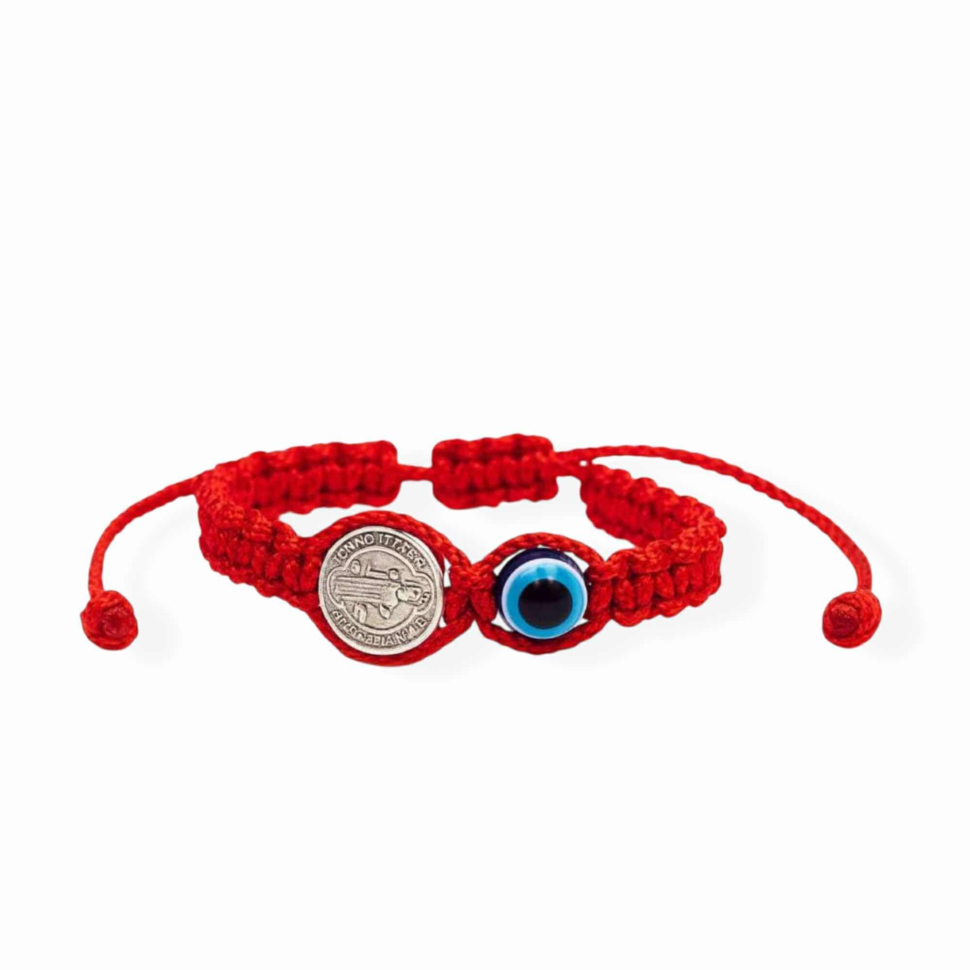 Liamlove Baby Armband, rotes Schnurarmband mit Heiligem Benedikt und bösen Blick für das neue Familienmitglied, St. Benedikt und Evil Eye Armband