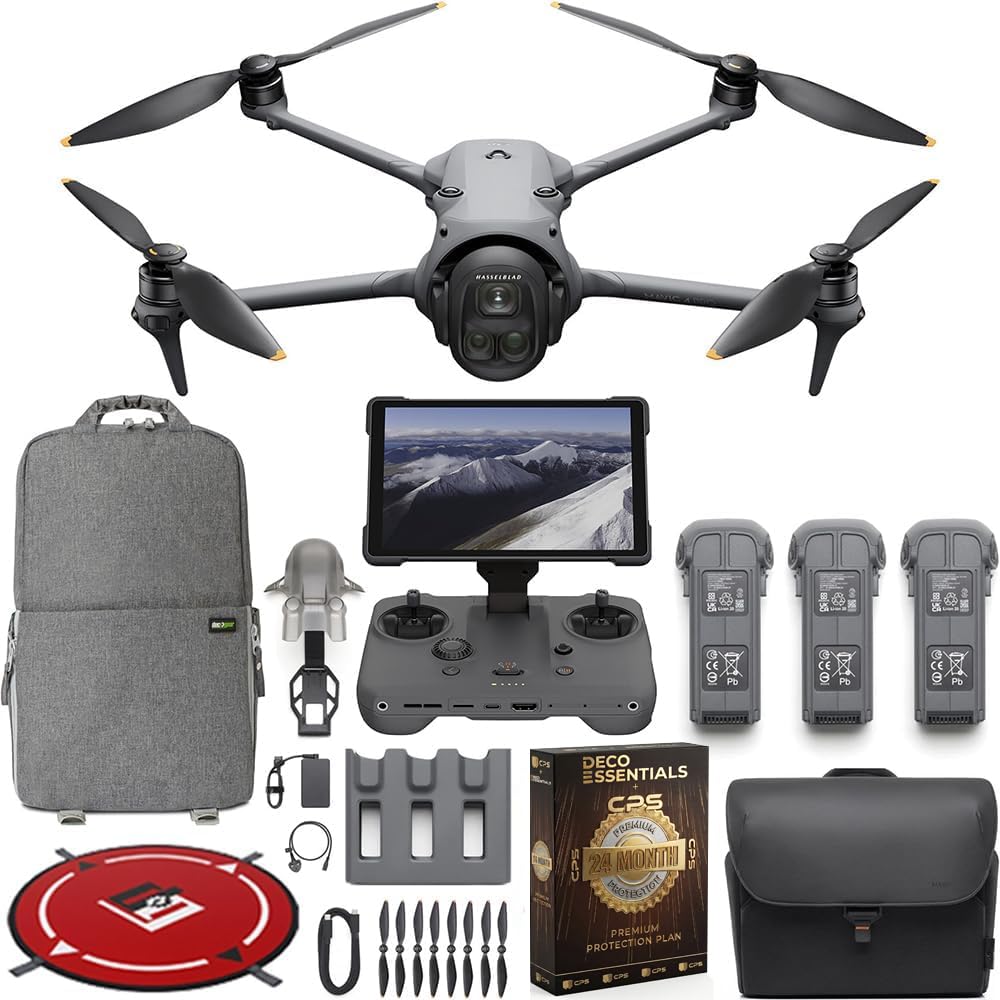 Mavic 4 Pro Triple Camera Flagship Drone Creator Combo (DJI RC Pro 2), 512GB Onboard Storage, 100MP Hasselblad Camera, 6K HDR Video, 0.1-Lux Nightscape, Obstacle Sensing Bundle with Deco Gear Kit