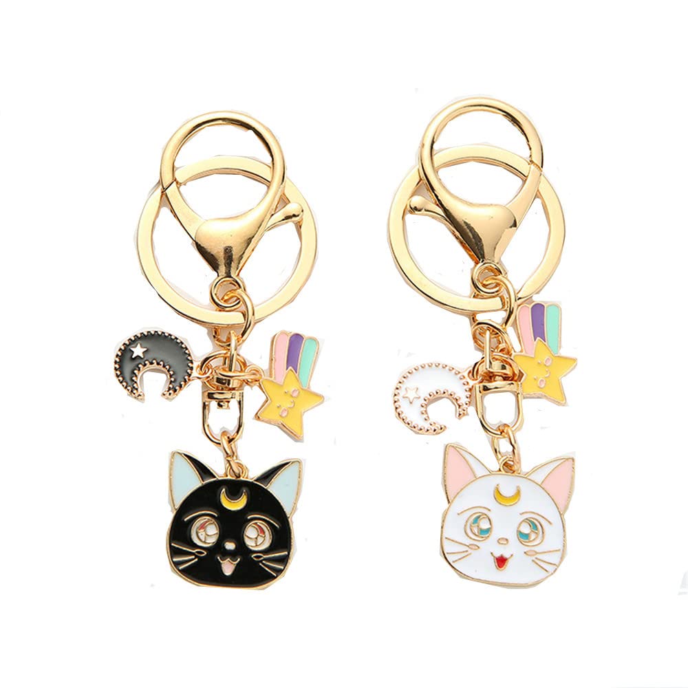 Funny Cute Cat Metal Keychains for Men and Women Bag Charm Animal Key Chain Car Key Ring