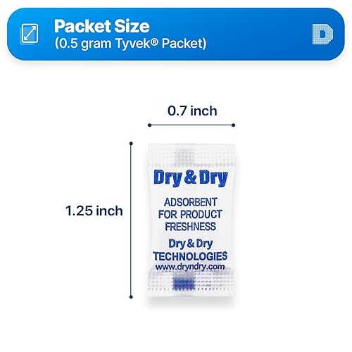 Miniatura 10 de Dry & Dry 0.04 oz 50 paquetes Paquetes de gel de sílice seguros para alimentos y farmacéuticos desecantes - Paquetes de gel de sílice Tyvek
