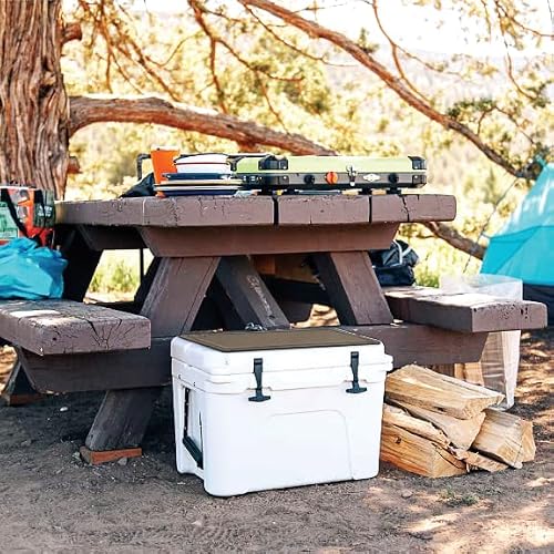 Orthodek Tundra 65 Cooler Lid Tops - EVA Foam YETI Chest Cooler Peel and Stick Comfort Pad - Hard Side Camping, Boating, Tail Gate, Ice Box Top Cushion (Teak + Black)