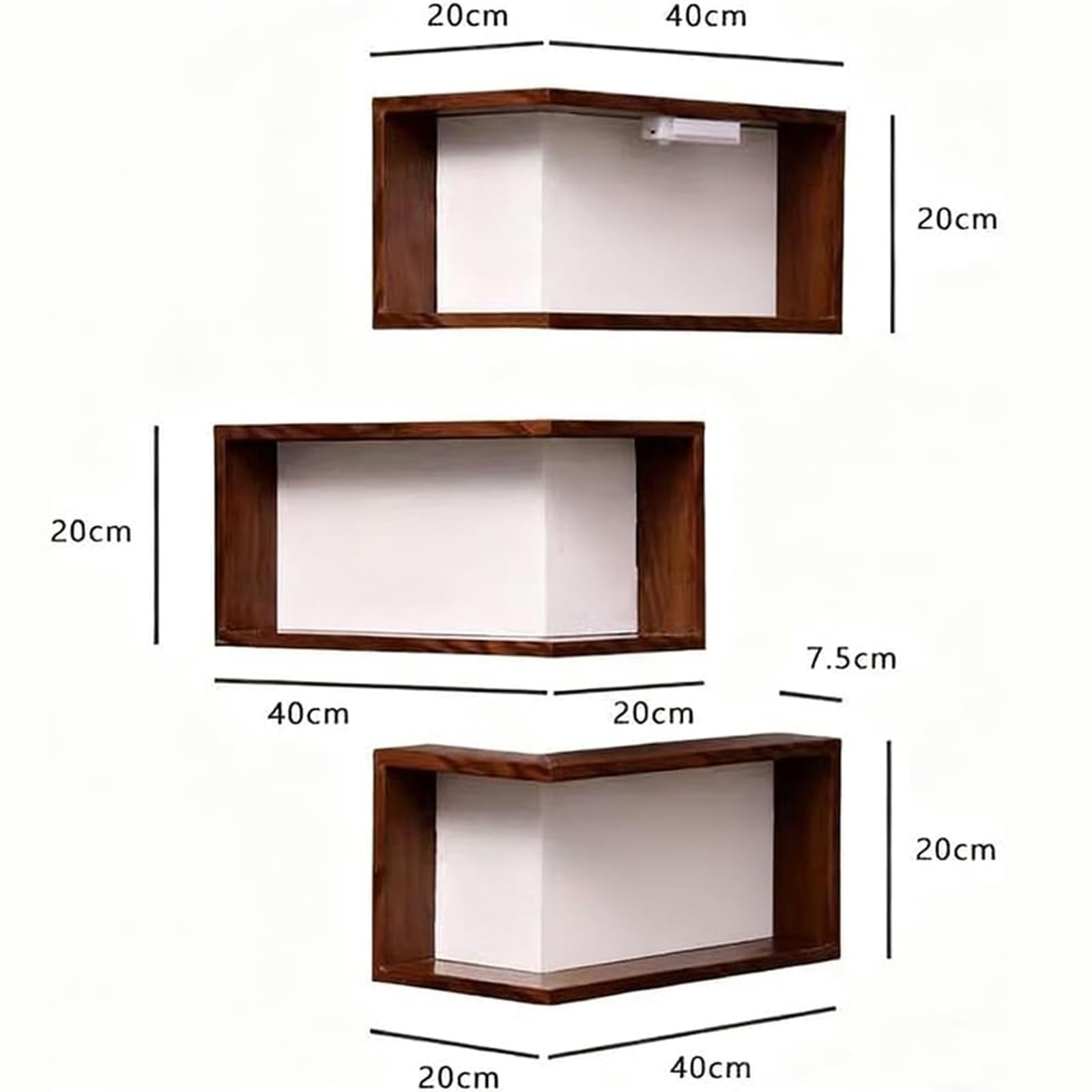 Illumina il tuo spazio con eleganti mensole angolari in legno, espositore sospeso da parete per ornamenti e conservazione (set di 3) - Perfetto per l'arredamento della casa