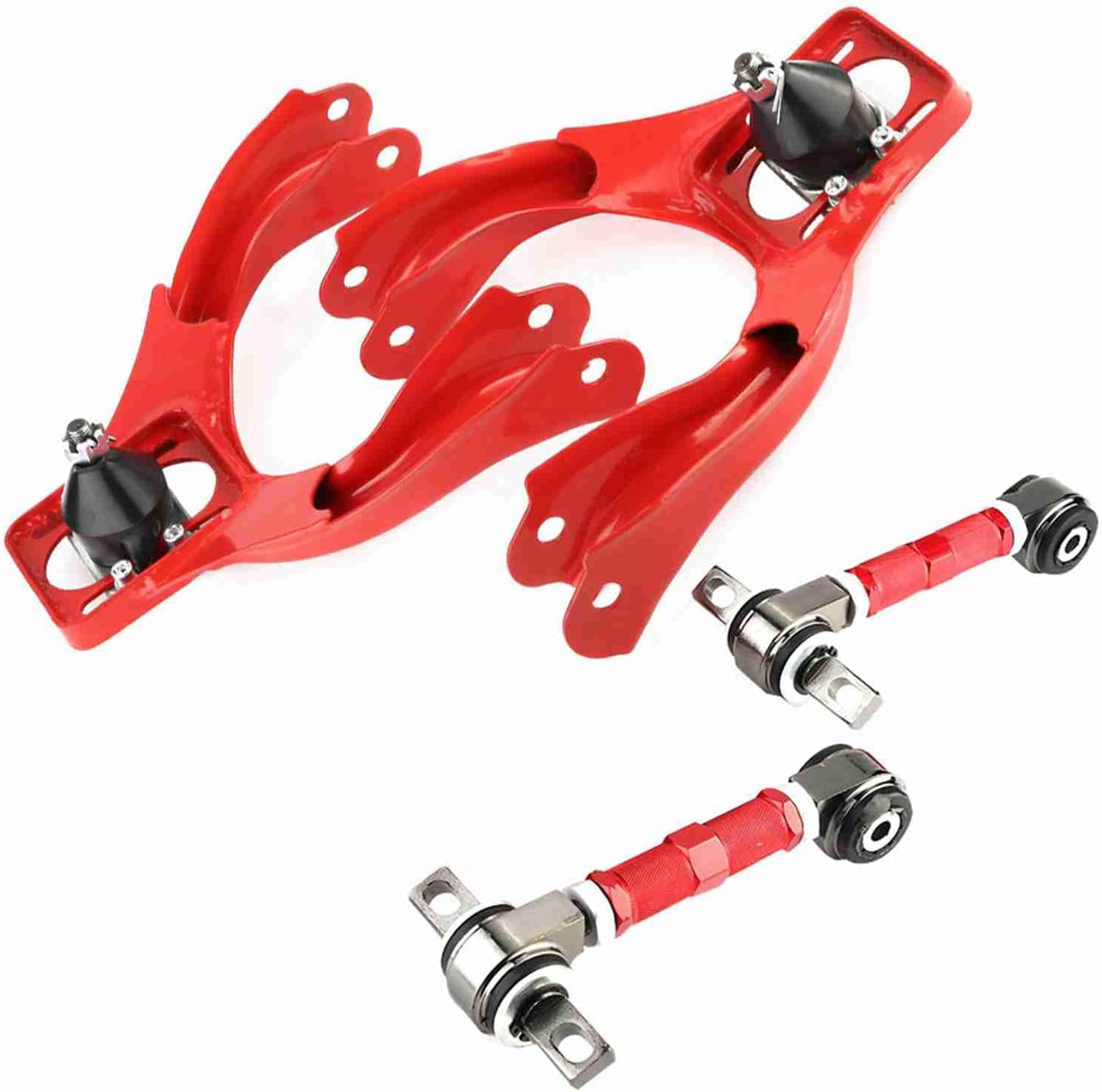 Red Front+Rear Camber Arm Control Suspension Kits Alloy Steel Fit For Honda Civic 1992-1995,for Honda Del Sol 1993-1997,for Acura Integra 1994-2001
