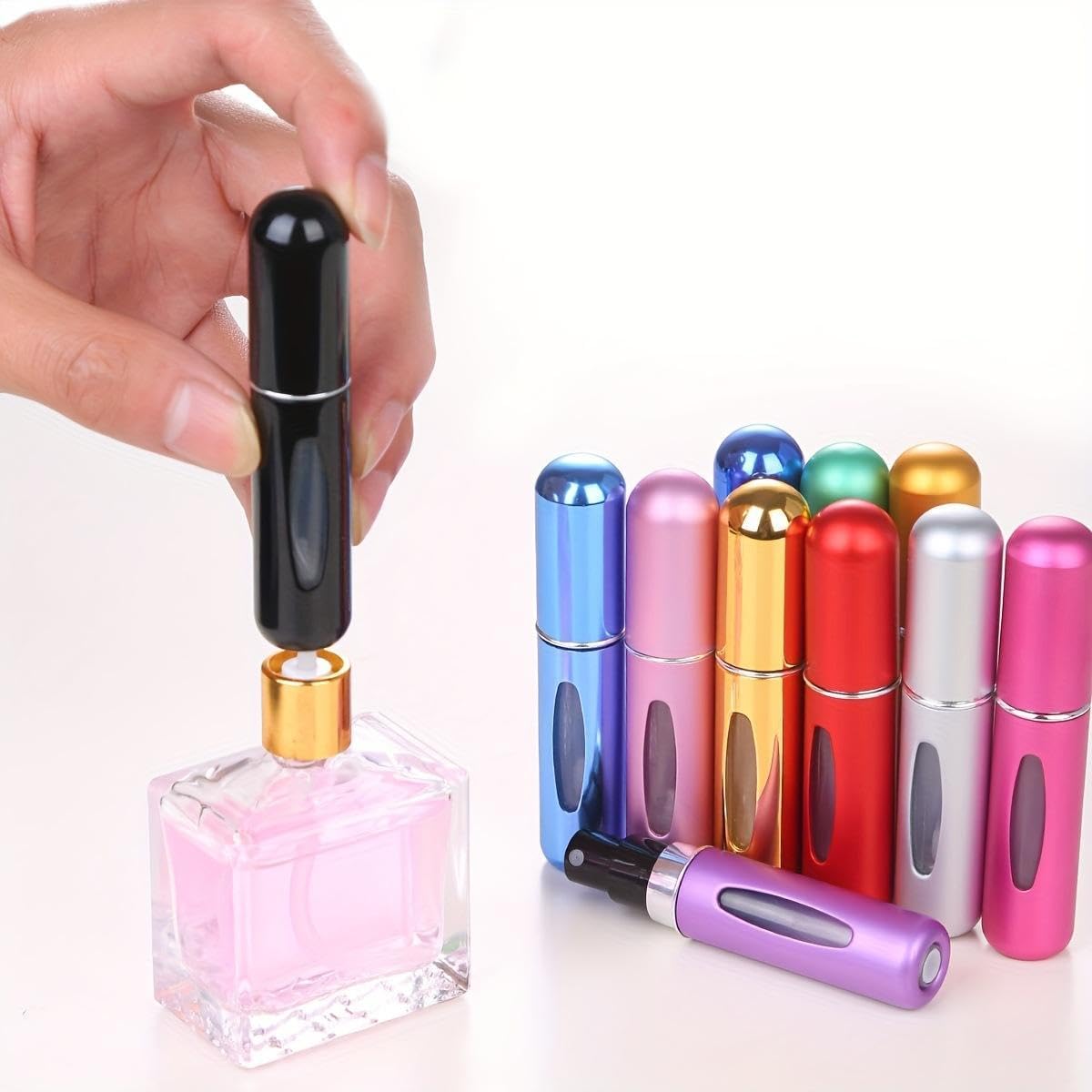 kn enterprise KN Mall Refillable Perfume Atomizer Spray Bottles, 4-Piece Set, Portable Travel Size, Mini Cologne Dispenser-picture-19