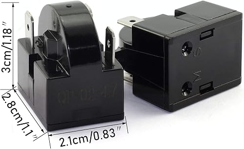 Vista 2 de Relé compresor de refrigerador y kit de sobrecarga JJHXSM Relés de arranque para refrigerador QP2-4R7 de 4.7 Ohm, 3 pines, relés de arranque PTC