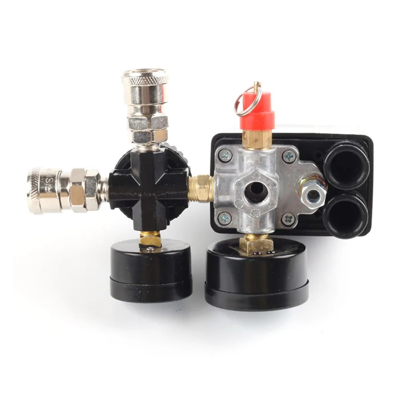 ZXTIIEUF Air Compressor Pump Pressure Control Switch 4 Port 220V/380V Manifold Regulator 30-120PSI Control with Gauge(A 380v)