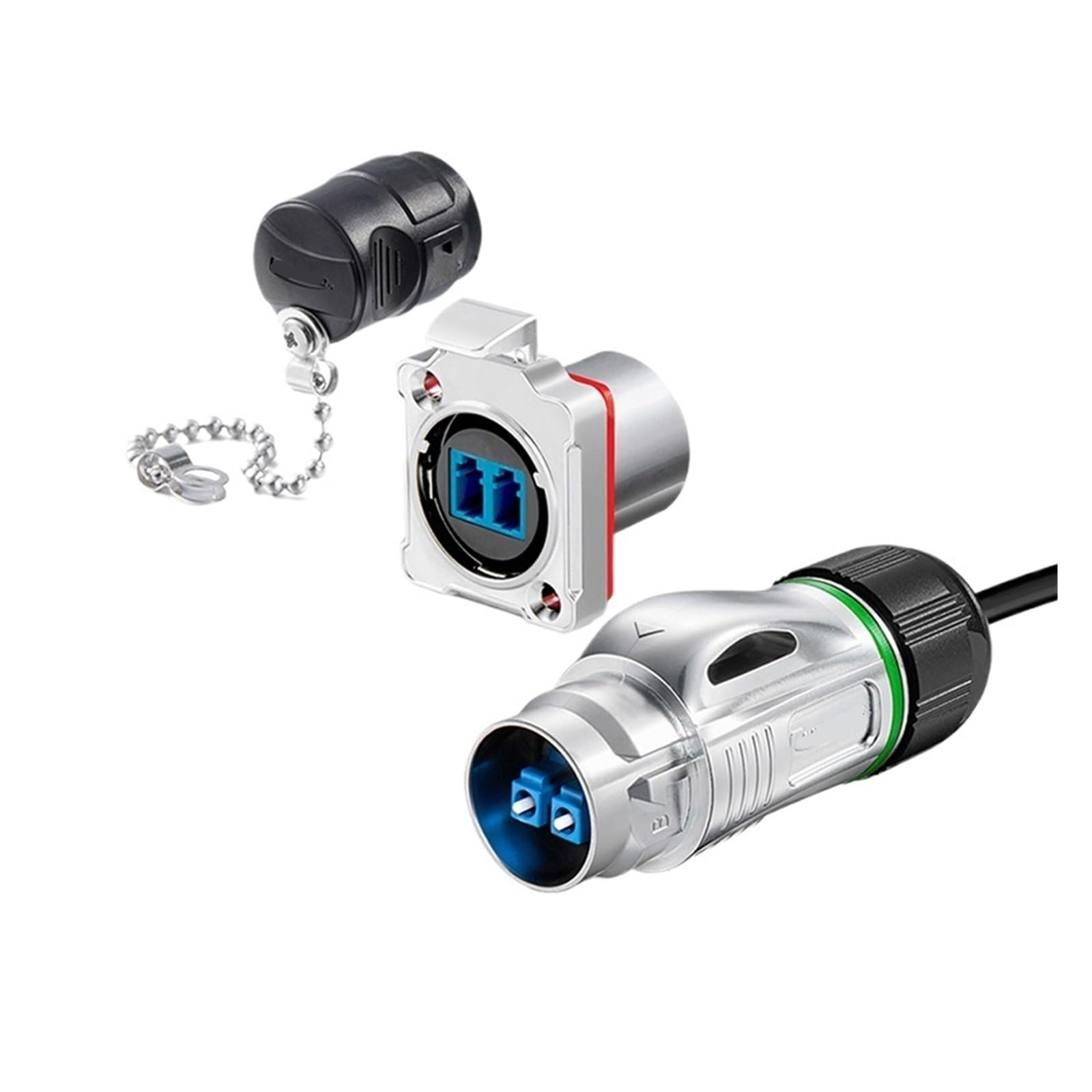 Connecteur BD24 IP68 fibre optique LC et boîtier métal d'aviation sans câble