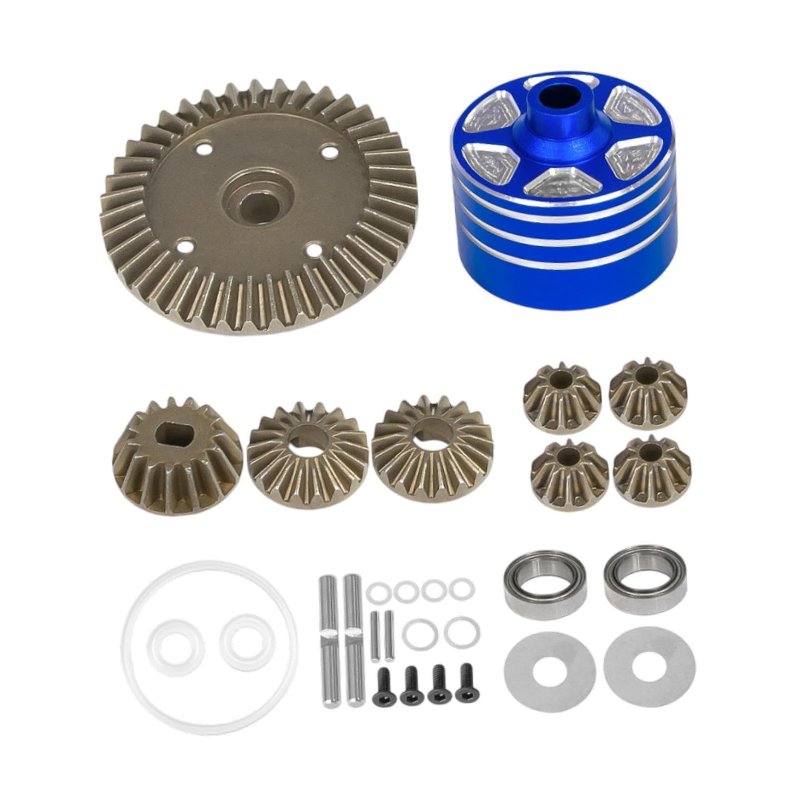 Gralara Engranaje Diferencial RC Kit de Piñones con Caja Piezas de Transmisión para Coche Recambio Aleación Sólida Ajuste Estable Diámetros 3.95c, Azul
