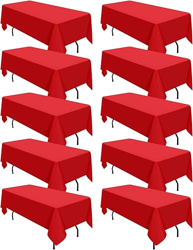 Miniatura 131 de Paquete de 10 manteles redondos de 120 pulgadas, mantel de poliéster blanco para mesa redonda, resistente a las manchas y a las arrugas, mantel