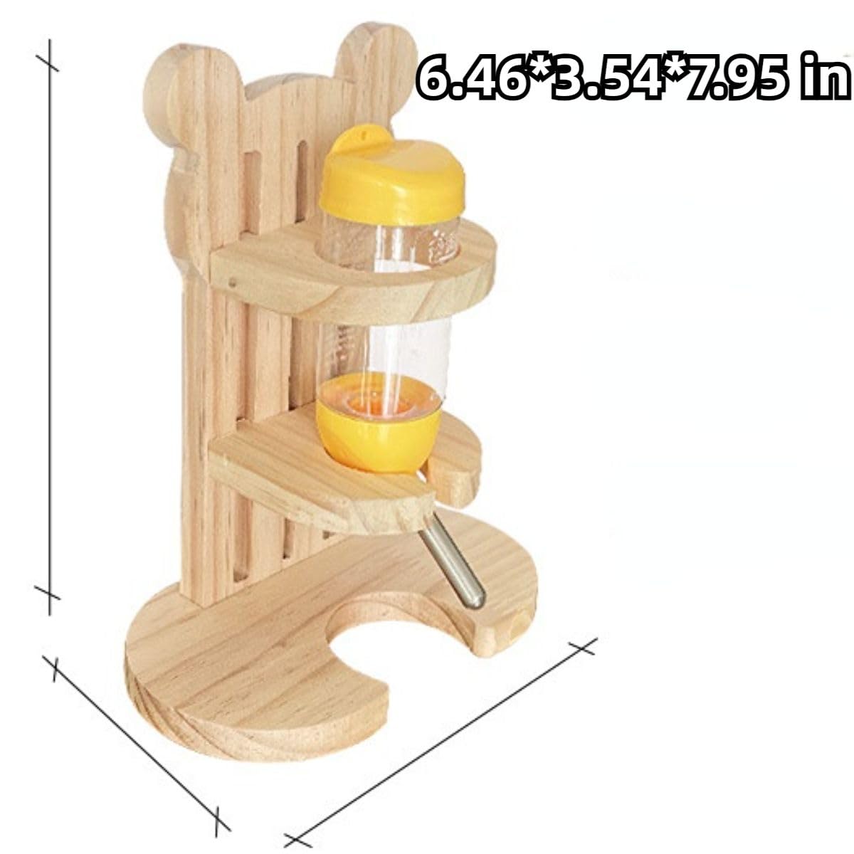 Hamster Water Bottle with Wooden Stand No Drip Water Bottle Leakproof Guinea Pig Water Bottles Small Animal Water Dispenser/Feeder for Hamster Guinea Pig Gerbils Mice Rabbit (with Feeder)