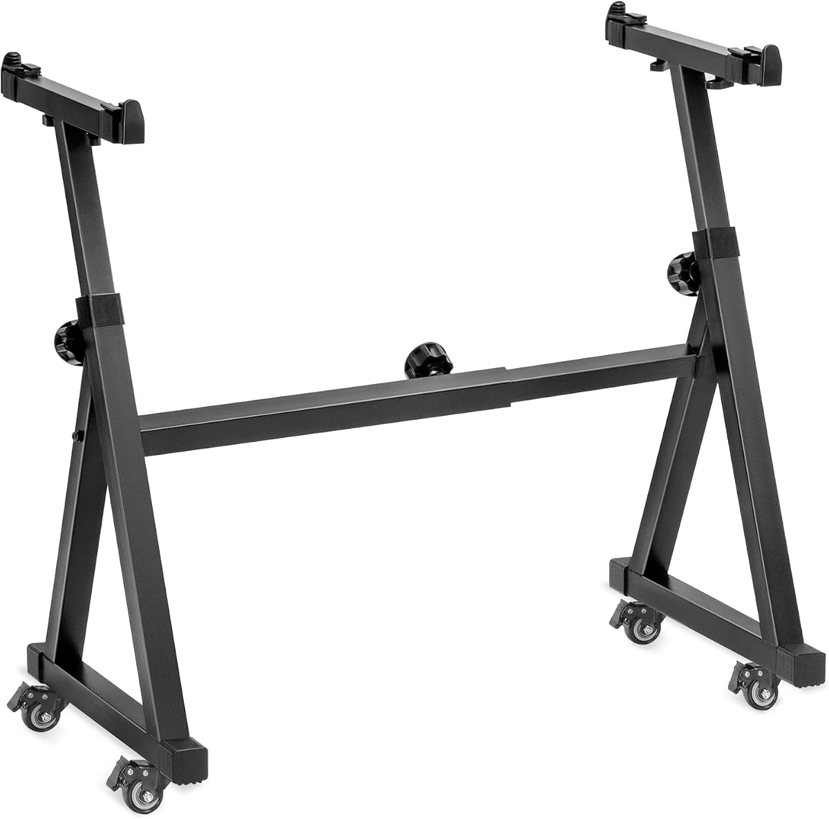 Keyboard Stand Heavy Duty- Z Style Adjustable and Portable Heavy Duty Piano Stand for Kids and Adults,Height and Width Adjustable Fits for 61-88 Keys Electric Pianos | Portable Design, Built-In Casters, Steel Frame, Non-Slip Feet, for Stage, Home, Studio, Practice, Band, Travel, Daily Use