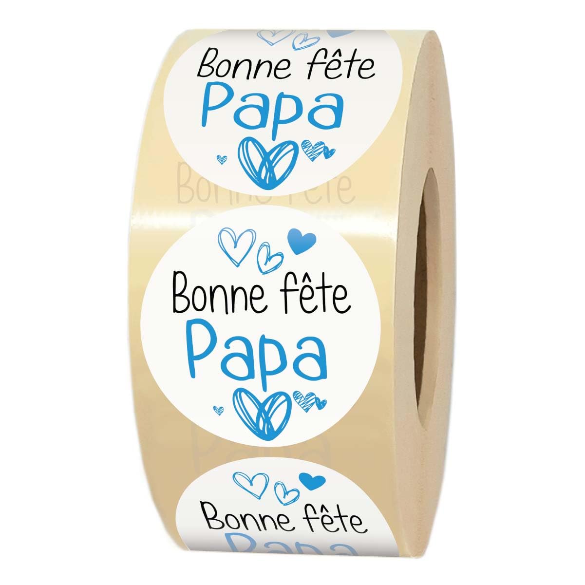 1000 étiquettes cadeaux Ø 3,5 cm BONNE FÊTE PAPA autocollantes | Rouleau de pastilles rondes adhésives en papier autocollant pour décorer ou fermer un paquet cadeau