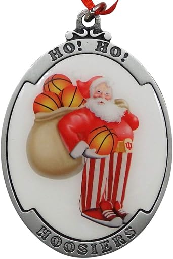 Indiana Metal Craft IU Ho! Ho! Hoosiers Pewter Santa Ornament