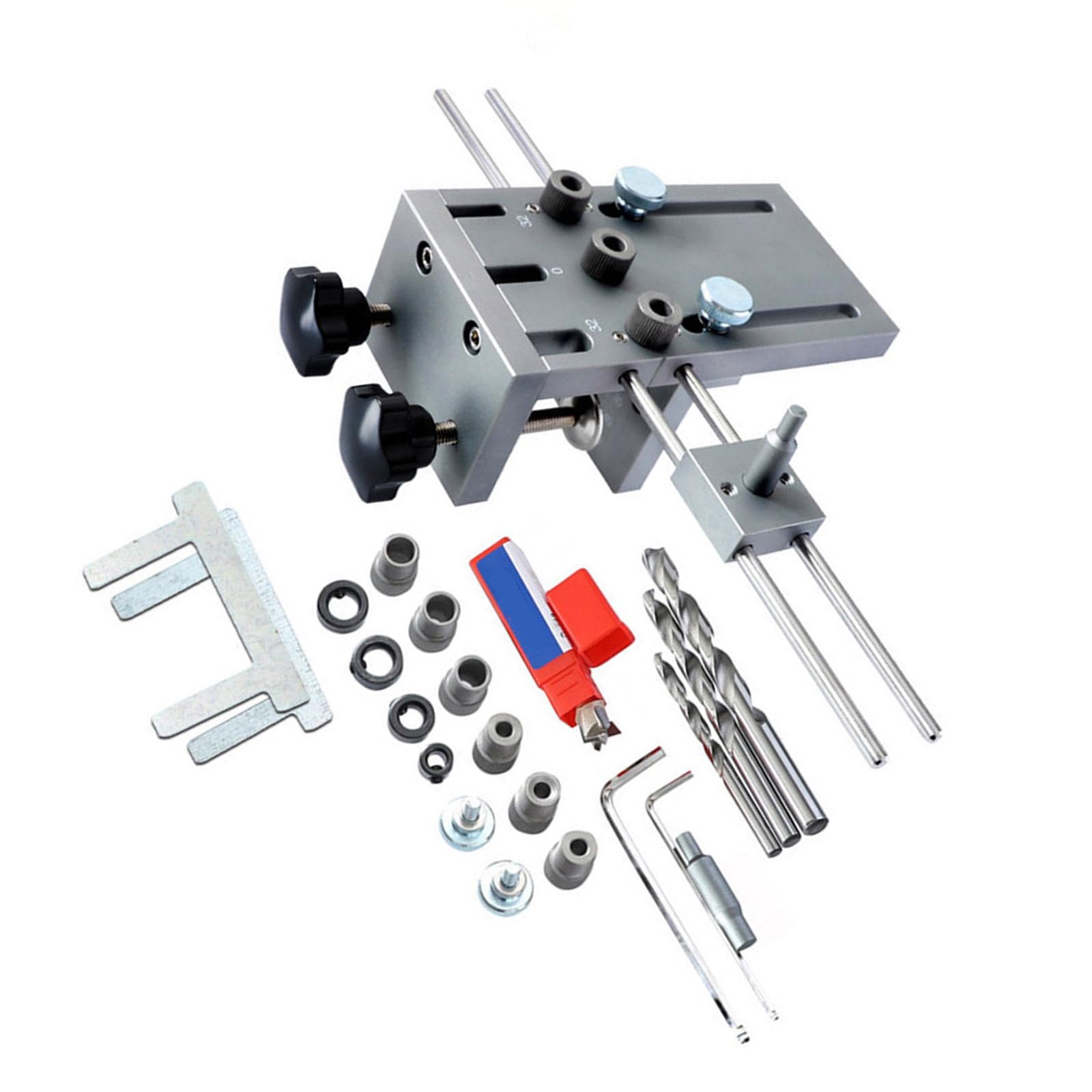 Aluminum Alloy Woodworking Hole Jig Wood Boring Device with 3 in 1 Functionality for Accurate Drilling and Positioning Drill Positioning Guide