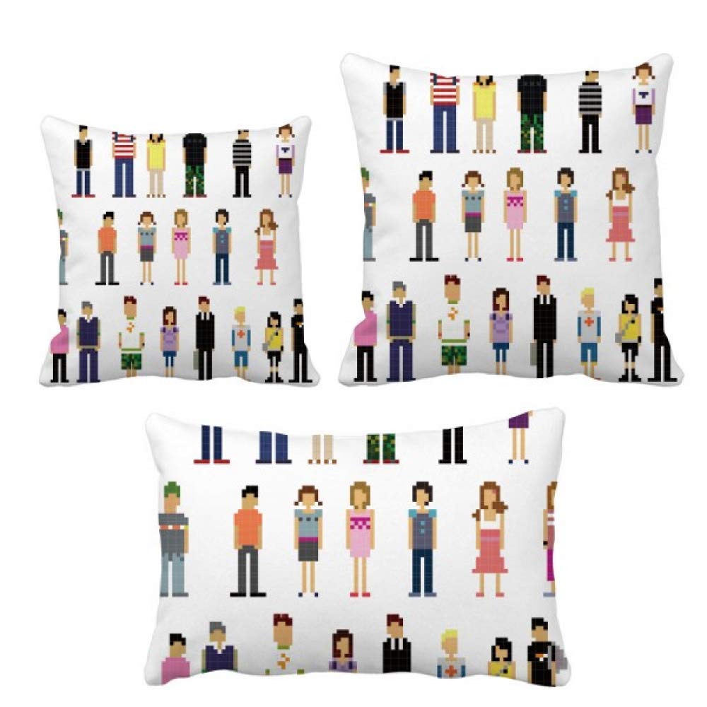 Personnages de jeu en pixels housse de coussin décorative pour canapé