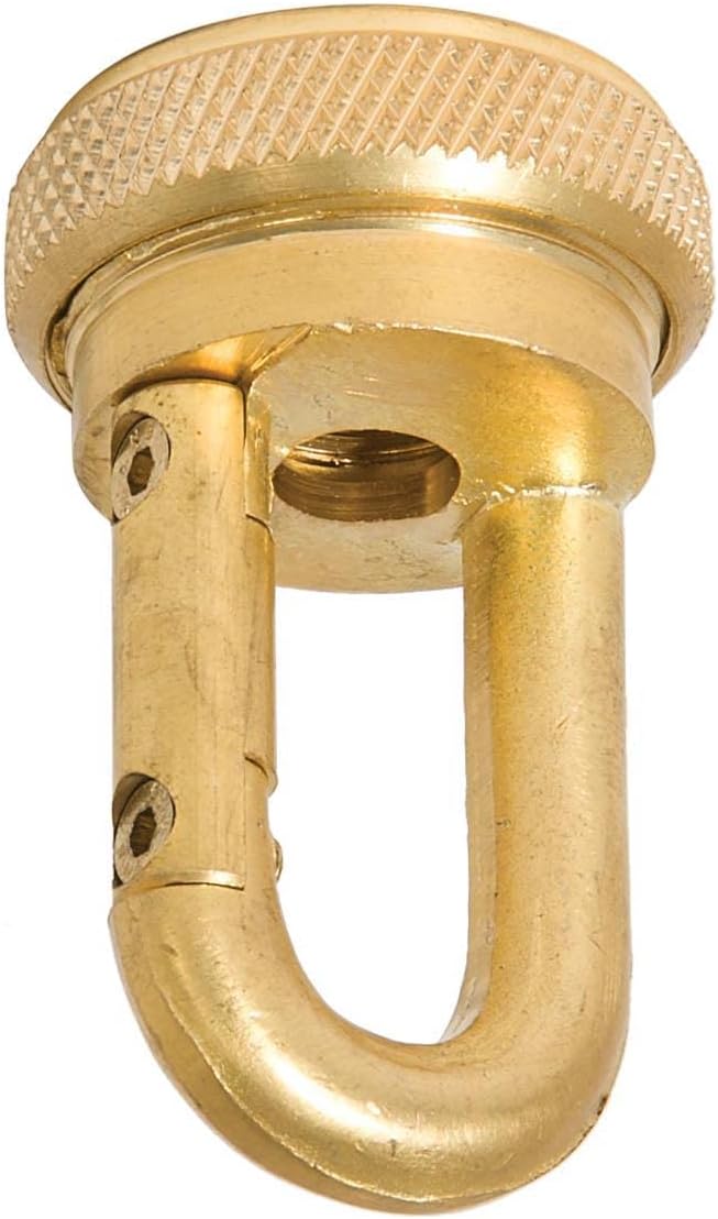 B&P Lamp® Solid Brass Quick Screw Collar Loop for 1-13/32 Inch Center Hole Canopies, 3/8IP, Unfinished Brass