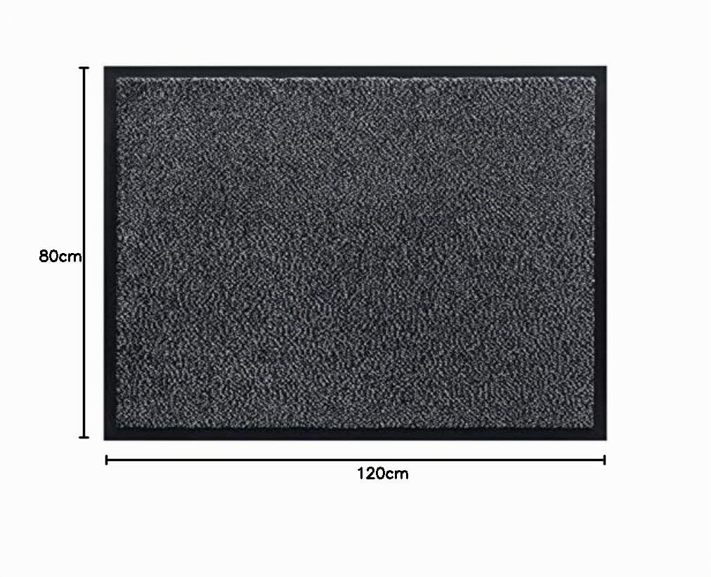 HT Zerbino da ingresso di alta qualità, resistente e lavabile, per interni ed esterni, 80 x 120 cm, colore antracite, prodotto in Europa