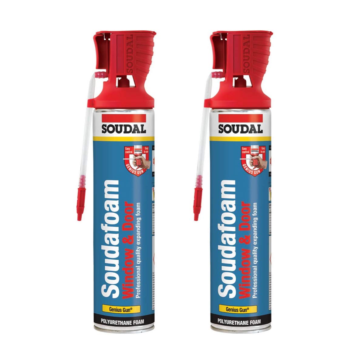 2 x Soudal Soudafoam Window & Door Genius Gun - 600ml