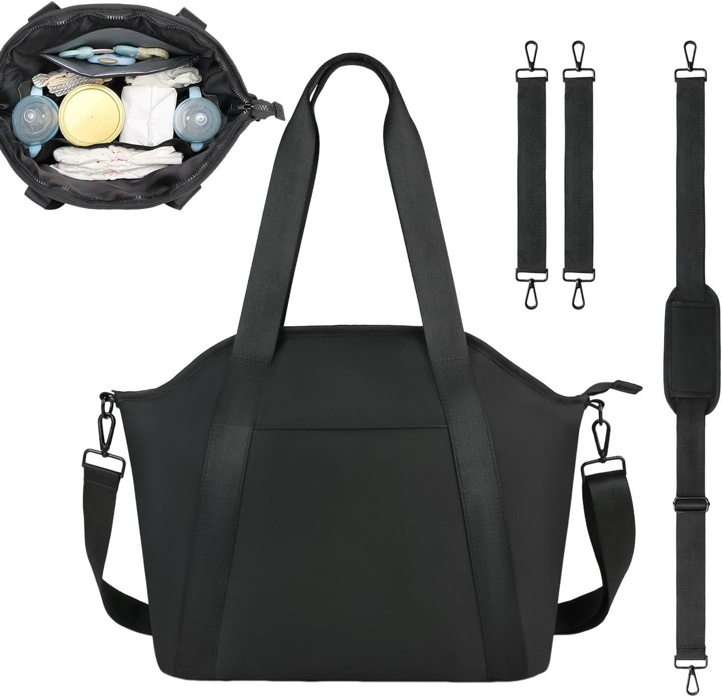 Tote Diaper Bag For Women, Waterproof Milk Bottle Holder Diaper Tote With Shoulder Strap, Large Capacity Travel Clothing Organizer For