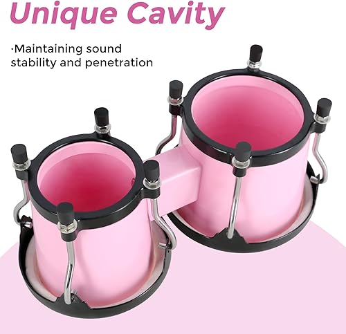 Miniatura 41 de Juego de batería Bongo con llave de afinación Bongos para niños, adultos, principiantes, tambores Bongo transparentes de 6 y 7 pulgadas