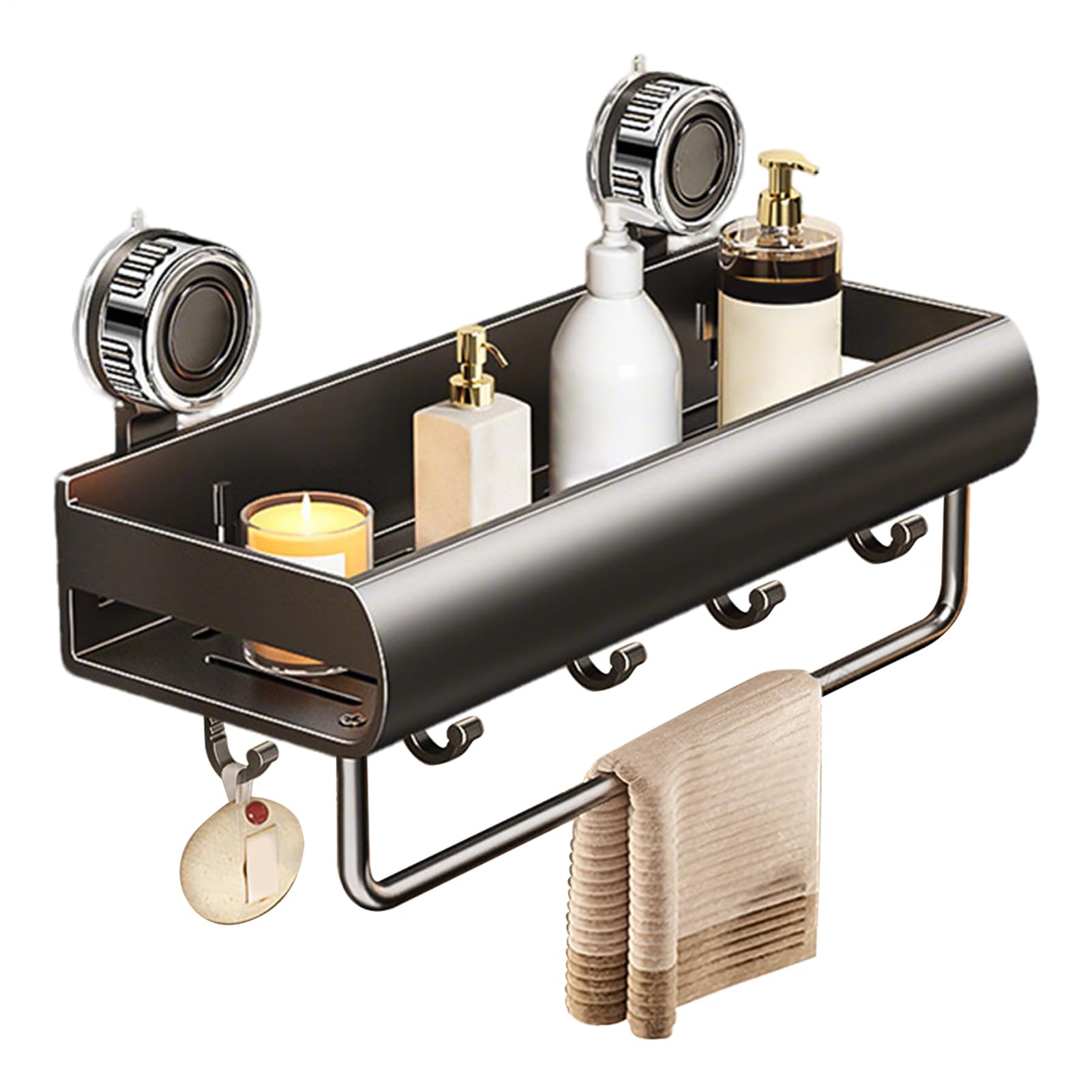 Étagères de rangement de salle de bain haut de gamme avec panier mural robuste à ventouse