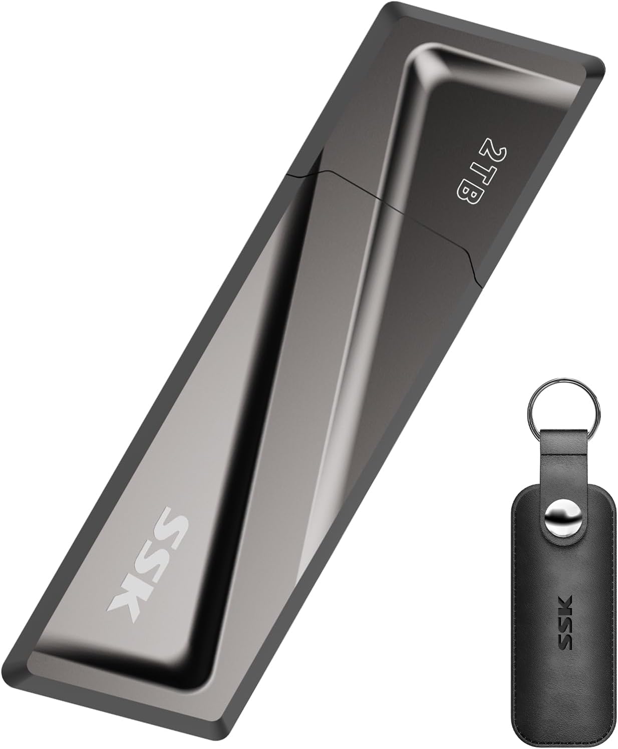 SSK USB 3.2 Gen2 SSD 2TB Read Up to 550MB/s and 500MB/s Write Portable External SSD Fast USB Drive + USB C Adapter for Smartphones, Laptops, Tablets and More Type C (SD300)