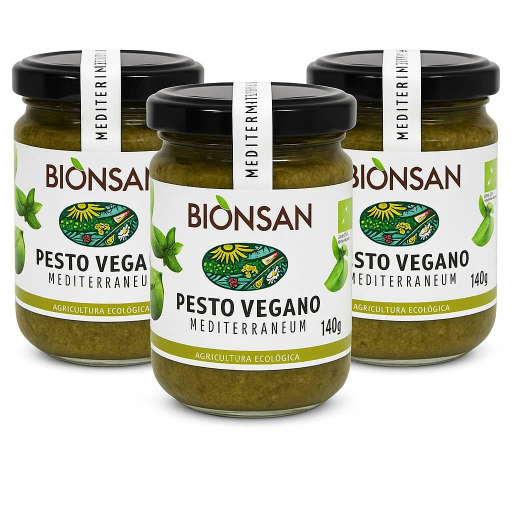 Pack 3x Pesto Vegano Bio 140g Bion san Salsa Ecológica Sin Queso 100% Vegana
