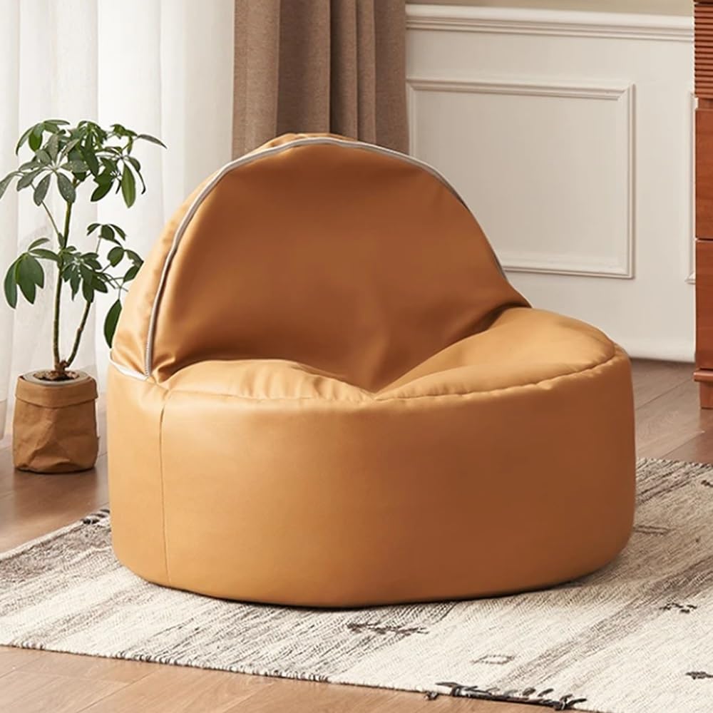 Bean Bag Sofa Cover (No Filler) Leisure Bean Bag Sofa Living Room Balcony Small Sofa PU Leather Home Leisure Single Couch Living Room Bedroom Beanbag Chair Lazy Lounger Cover