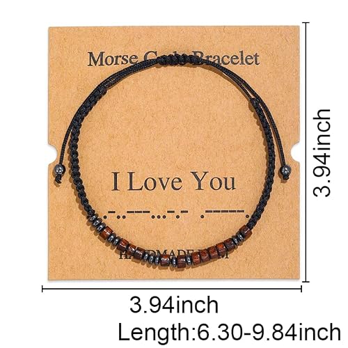 I Love You Morse Code Bracelet For Men Women Daughter Son Birthday Christmas Gifts For Grandchildren Mom Dad I Love You Gift For Boyfriend Bff Beaded Hematite Bracelets #TOP3