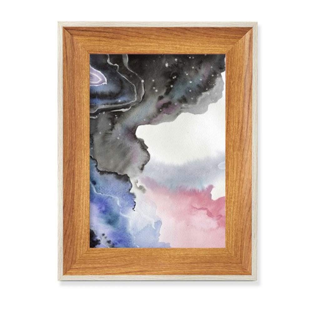 Cuadro de Acuarela Abstracta para Decorar el Escritorio con Marco de Madera Natural