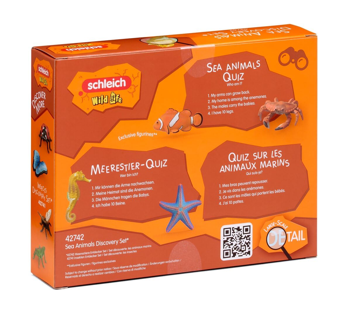 Schleich WILD LIFE | Set Esploratori delle Creature Marine 42742 | 4 pezzi | Set di animali dai 3 anni | set con personaggi, numerose funzioni e tanti accessori | figure realistiche di animali