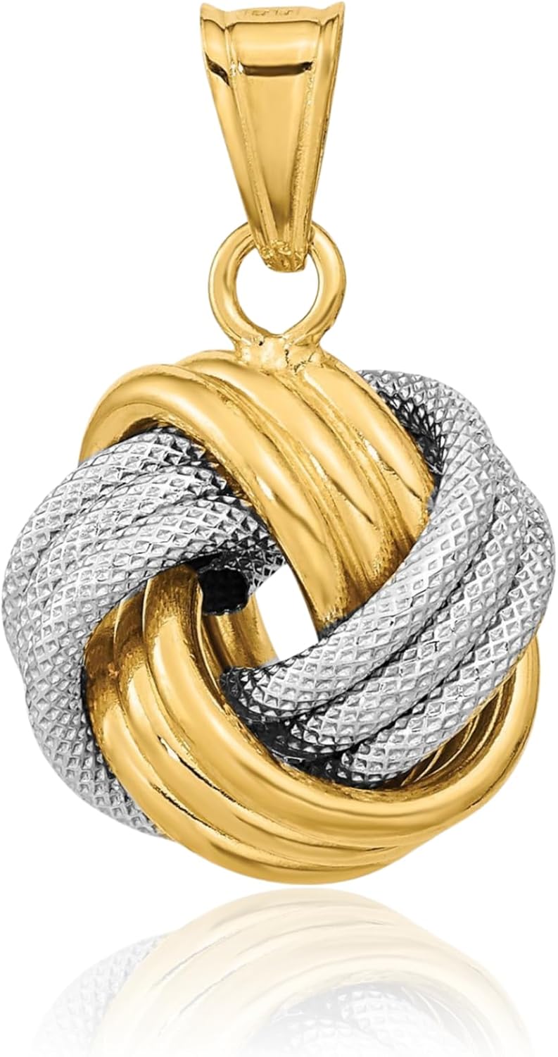IceCarats 14K Solid Two Tone Gold Love Knot Necklace Chain Pendant Charm - Image 3