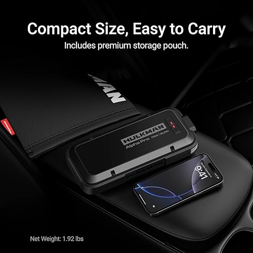 Miniatura 7 de Hulkman Alpha Pro 1750A Jump Starter, 59.2Wh High-Capacity Car Battery Jump Starter, PD65W Fast Charging in & Out, 3.3" Smart Display Jump Box, 12V