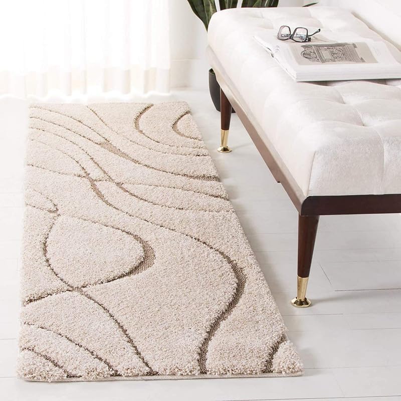 Alef® Anti-Skid Shaggy Carpet Rug for Home | Ultra-Soft Plush Floor Mat for Living Room & Bedroom | Non-Slip, High-Density, Cozy Luxury Décor - 2x5 Feet 3D Ivory Beige 0 Cut-image-34