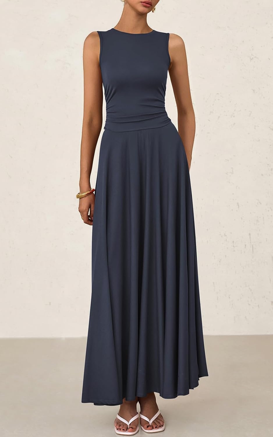 PRETTYGARDEN Womens Spring Dresses 2026 Casual Sleeveless Crewneck Aline Maxi Dress Stretch Tank Flowy Long Dresses - Image 2