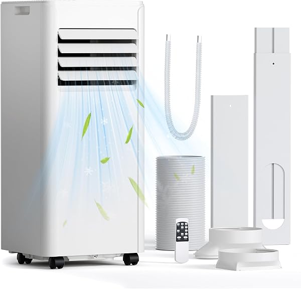 10,000 BTU Portable Air Conditioner, Cools Up to 450 Sq. Ft., 5-in-1 Quiet Portable AC Units with Remote Control, LED Display, 24H Timer, Sleep Mode, Window Kits for Bedroom, Office, Apartment, 10000 btu