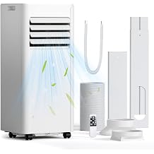 10,000 BTU Portable Air Conditioner, Cools Up to 450 Sq. Ft., 5-in-1 Quiet Portable AC Units with Remote Control, LED Display, 24H Timer, Sleep Mode, Window Kits for Bedroom, Office, Apartment