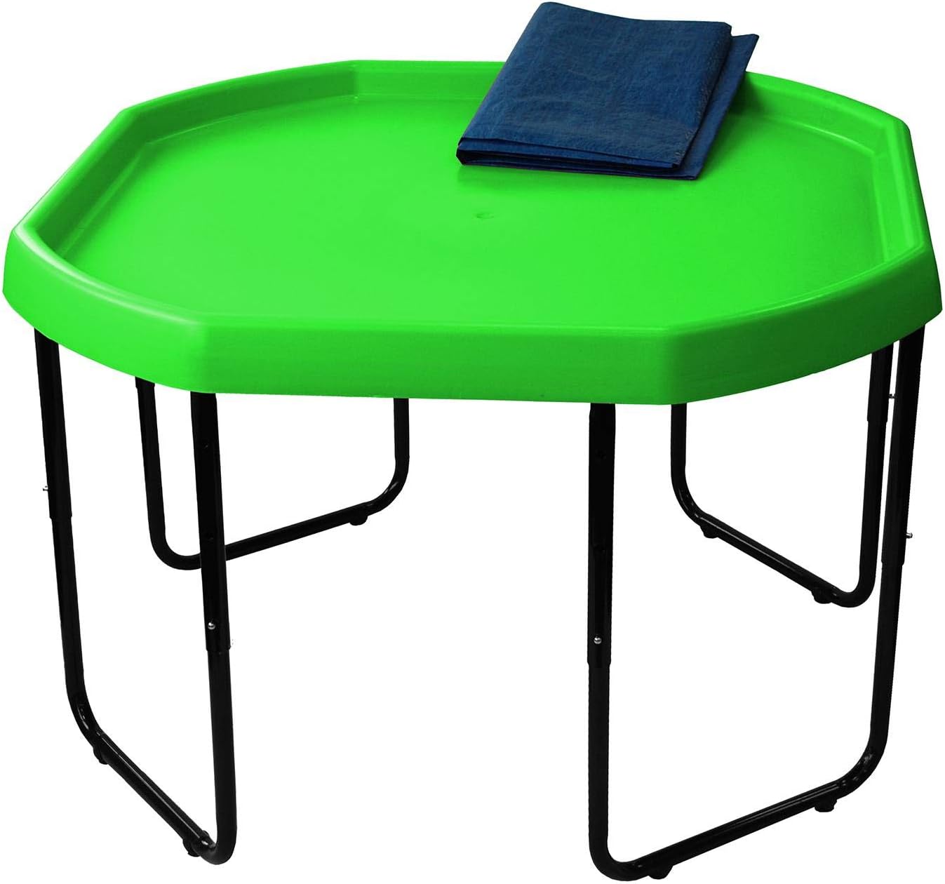 Children's Large Plastic Sand & Water Mixing Play Tray - LIME GREEN - 100cm x 100cm with 3 Tier Height Adjustable Stand and Protective Cover Sheet.