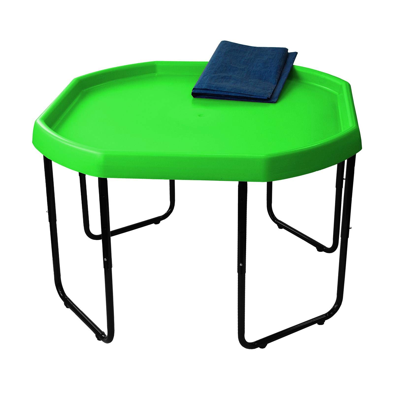 Children's Large Plastic Sand & Water Mixing Play Tray - LIME GREEN - 100cm x 100cm with 3 Tier Height Adjustable Stand and Protective Cover Sheet.