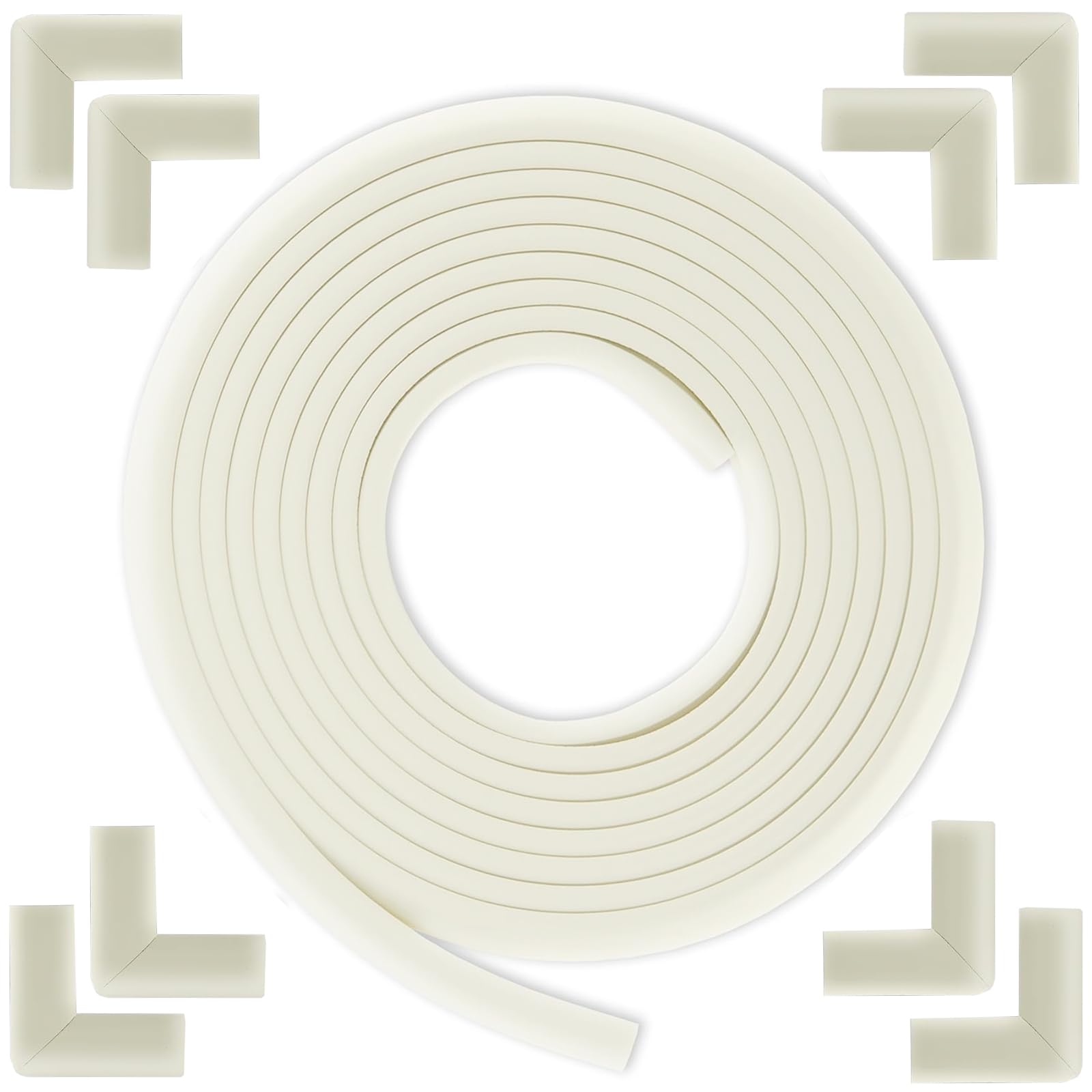 Safety Baby Edge Corner Guard Protector Set, 6m Edges and Corner Guards Kids Baby Proof Bumpers, 20 Feet Edges with 8 Corner Guards for Tables Furniture, Pre-Taped Corner Cushions Foam Protection