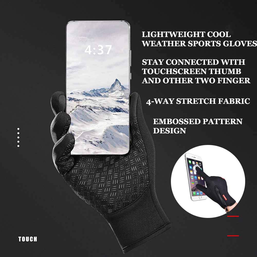 Gants Hiver Écran Tactile Homme Femme - Imperméables Coupe-Vent - Pour Vélo Course Ski Sport